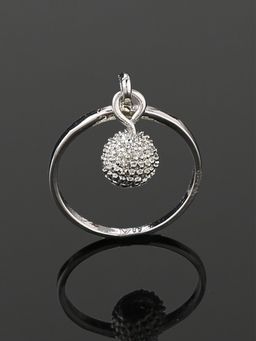 Estele - Rhodium Plated Textured Drop Finger Ring For Girls & Women