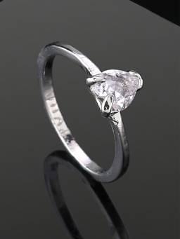 Estele - Rhodium Plated Solitaire Finger Ring With Austrian Crystal For Women