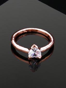 Estele - Rose Gold Plated Solitaire Ring With White Austrian Crystals For Women