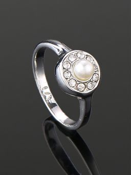 Estele - Rhodium Plated Circular Shaped Finger Ring For Girls & Women