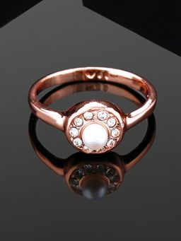 Estele - Rose Gold Plated Circular Shaped Finger Ring For Girls & Women