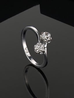 Estele - Rhodium Plated Intricate Design Finger Ring With Austrian Crystals For Girls & Women