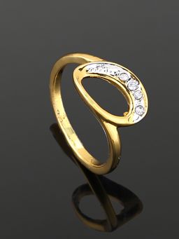 Estele - Gold & Rhodium Plated Leaf Designer Finger Ring With Crystals For Girl'S & Women
