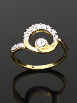 Estele - Gold & Rhodium Plated Circular Finger Ring With Crystals For Women