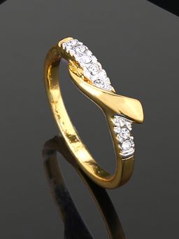 Estele - Gold & Rhodium Plated Alluring Finger Ring With Crystals For Girl'S & Women