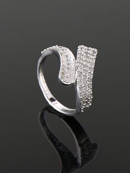 Estele - Rhodium Plated Cz Marvelous Designer Finger Ring With White Stone For Girls & Women