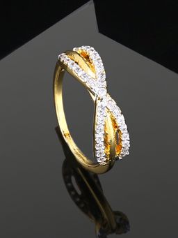 Estele - Gold & Rhodium Plated Cz Infinity Designer Finger Ring For Women