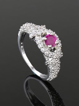 Estele - Rhodium Plated Cz Sparkling Finger Ring For Girls & Women