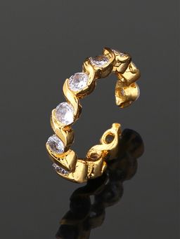 Estele - Gold Plated Cz Dazzling Finger Ring With White Crystals For Women