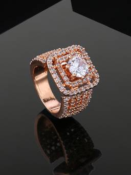 Estele - Rose Gold Plated Cz Astonishing Finger Ring For Women