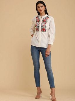 BOHO-CHIC By Sukriti Jain - White Sweetly Embroidered Blouse