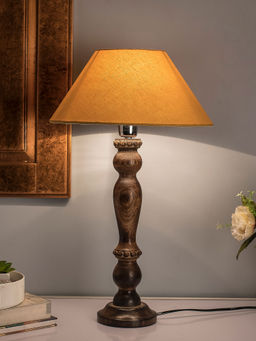 Homesake - Polka Black Wood Table Lamp Golden Shade