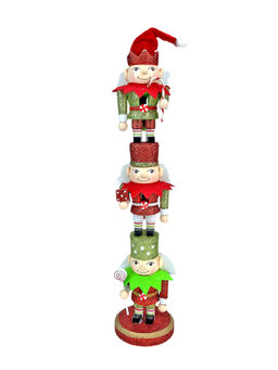 Little Surprise Box - 3 Tier Stacked Wooden Elves Christmas Table Decor