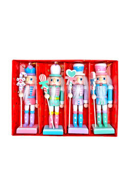 Little Surprise Box - Pastel Candy Theme,Set Of 4 Wooden Nutcrackers Christmas Tree Ornaments