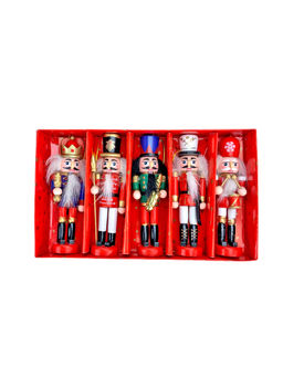 Little Surprise Box - Royal Theme,Set Of 5 Wooden Nutcrackers ,Christmas Tree Ornaments