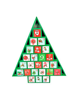 Little Surprise Box - 24 Days,Wooden Green Tree Shape Advent Calendar for Christmas
