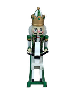 Little Surprise Box - 12 Inch Wooden Green Rocking Horse King Christmas Table Decor