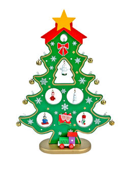 Little Surprise Box - Green Diy Wooden Christmas Tree with Led Light,Christmas Table Decor