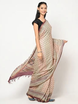 Fabindia - Silk Tussar Block Print Sari
