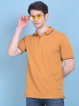 CRIMSOUNE CLUB - Mens Solid Mustard Polo T-Shirt
