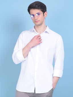 CRIMSOUNE CLUB - Mens White Self Design Shirt