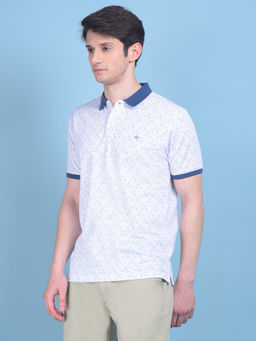 CRIMSOUNE CLUB - Mens White Printed Polo T-Shirt