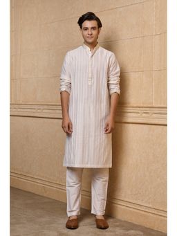 TASVA - Ivory Stripe Kurta with Churidar