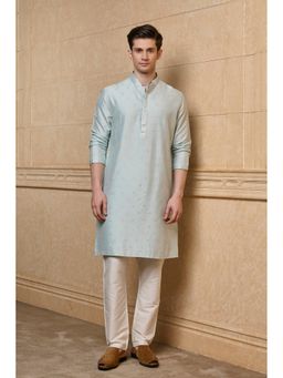 TASVA - Men Light Blue Embroidered Kurta with Churidar