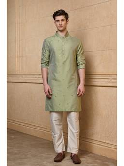 TASVA - Light Green Embroidered Kurta with Churidar