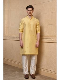 TASVA - Yellow Embroidered Kurta with Churidar