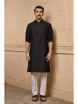 TASVA - Black Embroidered Kurta with Churidar