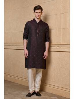 TASVA - Wine Embroidered Kurta with Churidar