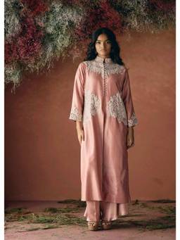 PRATAPSONS HERITAGE - Blush Pink Embellished Raw Silk Kurta with Pant