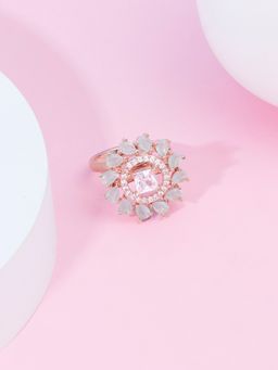 Zaveri Pearls - Green Cubic Zirconia Party Bling Brass Adjustable Finger Ring-ZPFK16108