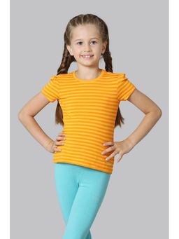 Van Heusen - Girls Tonal Stripe & Round Neck T-Shirt - Sun Orange