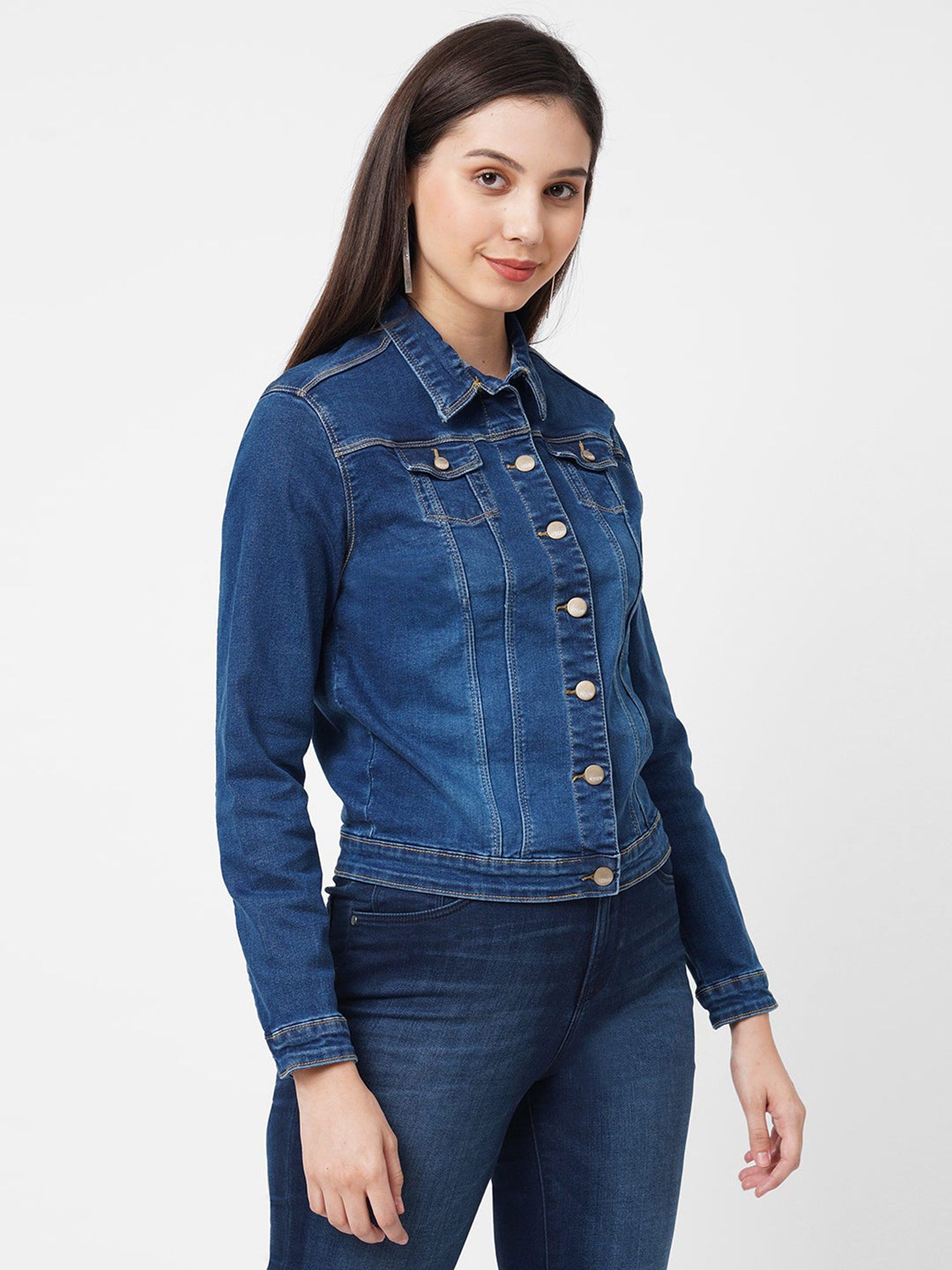 KRAUS JEANS Blue Solid Denim Jacket (XL 