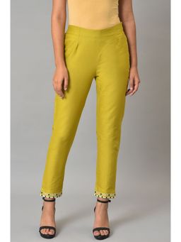 W - Green Solid Parallel Pants