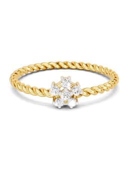 SPARQ - Lab Grown Diamond 0.09Ct 925 Sterling Silver Gold Plated Rope Band Cluster Ring