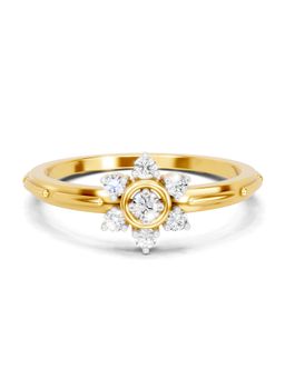 SPARQ - Lab Grown Diamond 0.12Ct 925 Sterling Silver Gold Plated Petal Beaded Band Ring