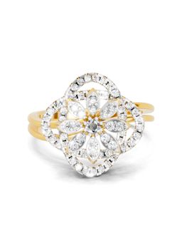 SPARQ - Lab Grown Diamond 0.56Ct 925 Sterling Silver Gold Plated Ornate Cluster Ring