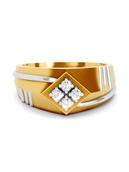 SPARQ - Lab Grown Diamond 0.1Ct 925 Sterling Silver Gold Plated Geometric Square Ring