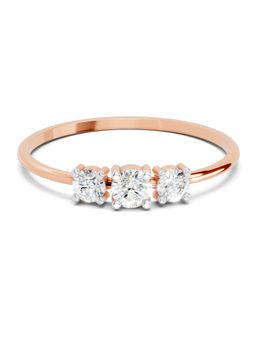 Sparkles - Lab Grown Diamond 0.24 Carat Three Stone Ring 14K Rose Gold Igi Certified Ring