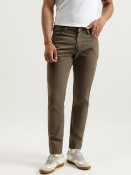 United Colors of Benetton - Mens Olive Solid Slim Straight Fit Light Weight Jeans