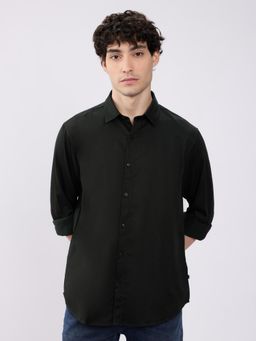 Spykar - Mens Black Slim Fit Casual Shirt