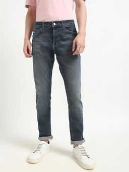 Tommy Hilfiger - Mens Mid Wash Relaxed Fit Mid Rise Jeans