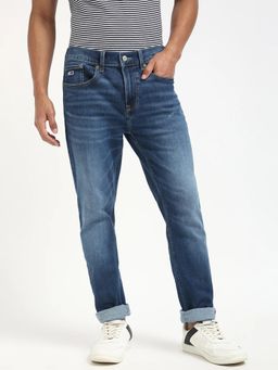 Tommy Hilfiger - Mens Mid Wash Relaxed Fit Mid Rise Jeans