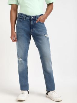 Tommy Hilfiger - Mens Mid Wash Slim Fit Low Rise Jeans