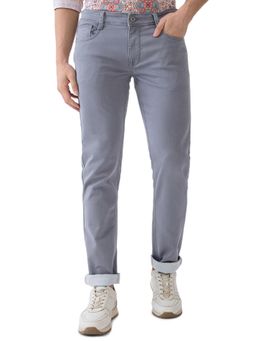 Parx - Mens Straight Fit Medium Grey Cotton Blend Jeans