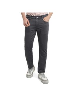 Parx - Mens Straight Fit Dark Grey Cotton Blend Jeans