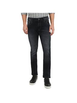 Parx - Mens Straight Fit Black Cotton Blend Jeans